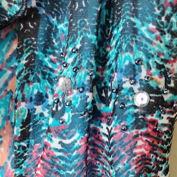 Robbie Bee Ruffle Chiffon Maxi Dress Dressy Boho Flamenco Tiered Size 10 - Picture 5 of 10